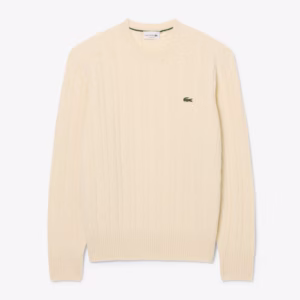 Lacoste - aglione girocollo a trecce in lana cardata
