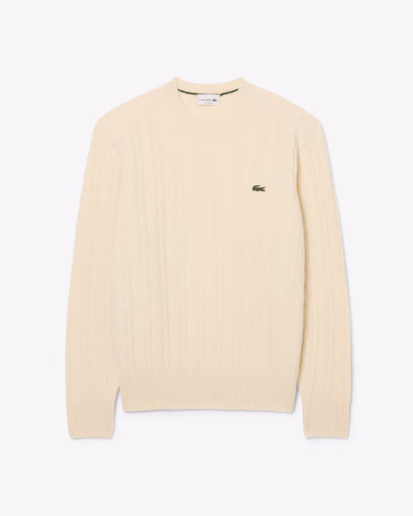 Lacoste - aglione girocollo a trecce in lana cardata