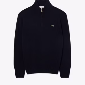 Lacoste - Maglione a collo alto in lana cardata con zip