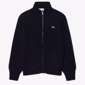 Lacoste - Maglione con zip in lana cardata