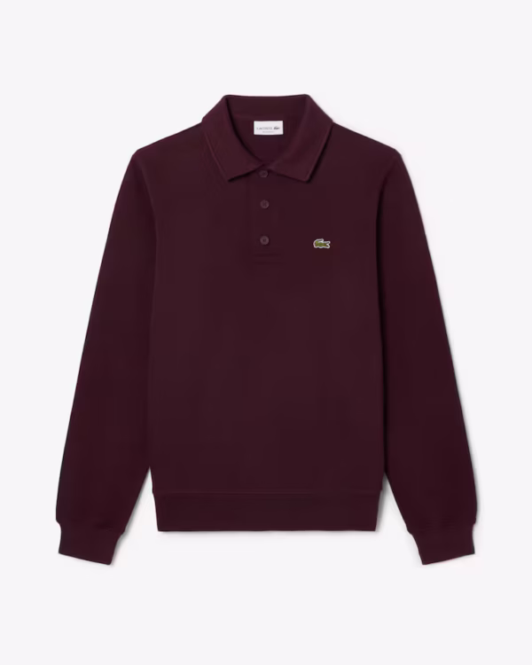 Lacoste - Felpa con collo a polo in cotone a coste